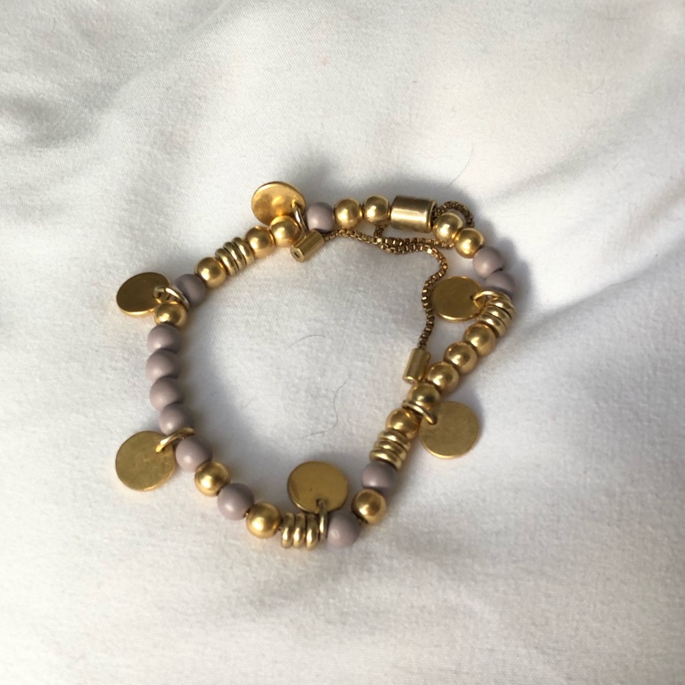 Madewell Gold and Purple Bead Bracelet